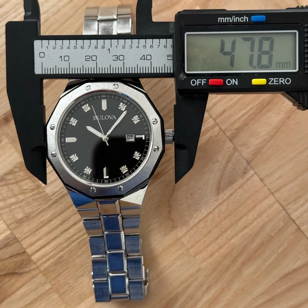 Bulova Classic Diamond Markers Men’s Watch Black Dial Stainless Bracelet Date